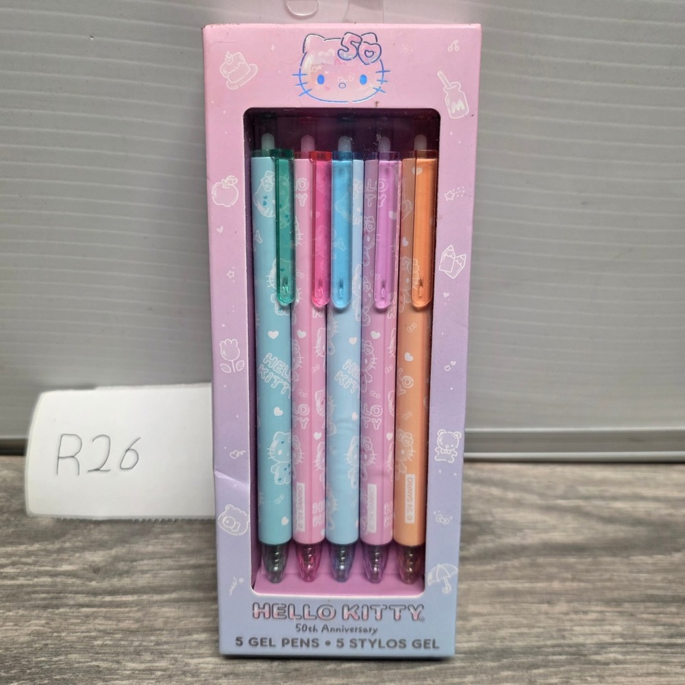 Sanrio Hello Kitty 50th Anniversary 5 Gel Pens Set Studio Oh SA783 Pastel New